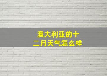 澳大利亚的十二月天气怎么样