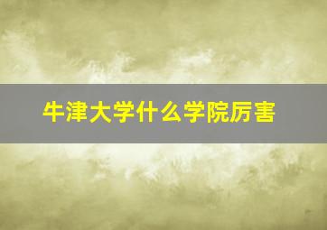 牛津大学什么学院厉害