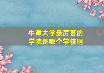 牛津大学最厉害的学院是哪个学校啊