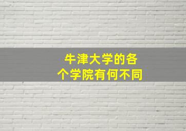 牛津大学的各个学院有何不同