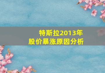 特斯拉2013年股价暴涨原因分析