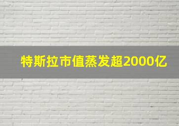 特斯拉市值蒸发超2000亿