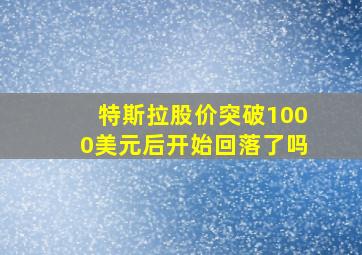 特斯拉股价突破1000美元后开始回落了吗