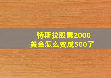 特斯拉股票2000美金怎么变成500了