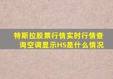 特斯拉股票行情实时行情查询空调显示HS是什么情况