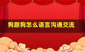 狗跟狗怎么语言沟通交流