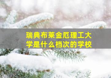 瑞典布莱金厄理工大学是什么档次的学校