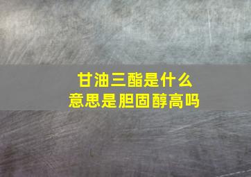 甘油三酯是什么意思是胆固醇高吗