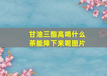 甘油三酯高喝什么茶能降下来呢图片