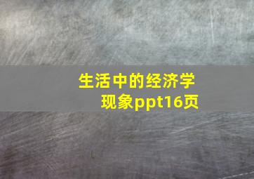 生活中的经济学现象ppt16页