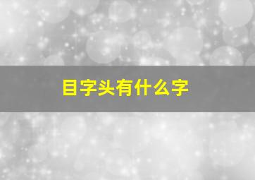 目字头有什么字