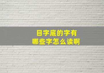 目字底的字有哪些字怎么读啊