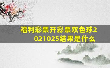 福利彩票开彩票双色球2021025结果是什么