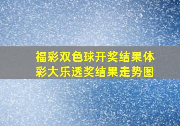 福彩双色球开奖结果体彩大乐透奖结果走势图