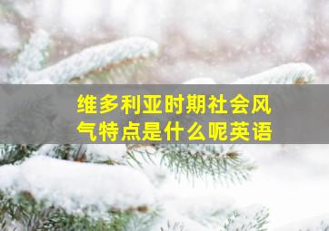 维多利亚时期社会风气特点是什么呢英语