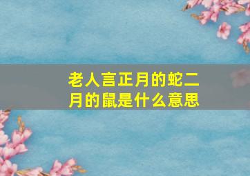 老人言正月的蛇二月的鼠是什么意思