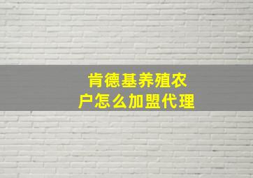 肯德基养殖农户怎么加盟代理