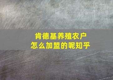 肯德基养殖农户怎么加盟的呢知乎