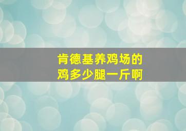 肯德基养鸡场的鸡多少腿一斤啊