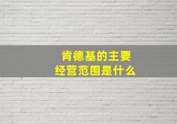 肯德基的主要经营范围是什么