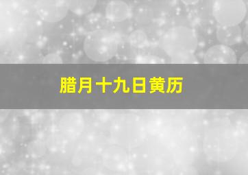 腊月十九日黄历