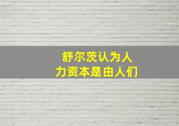 舒尔茨认为人力资本是由人们