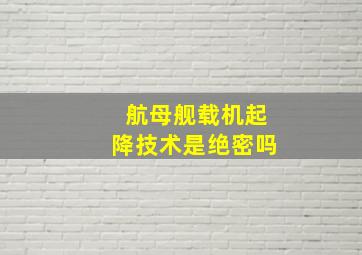 航母舰载机起降技术是绝密吗