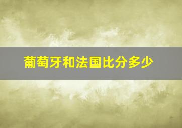 葡萄牙和法国比分多少