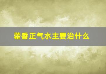 藿香正气水主要治什么