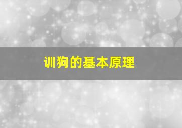 训狗的基本原理