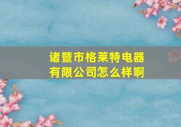 诸暨市格莱特电器有限公司怎么样啊