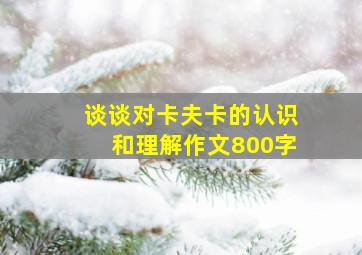 谈谈对卡夫卡的认识和理解作文800字