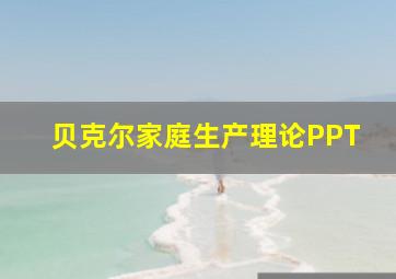 贝克尔家庭生产理论PPT