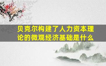 贝克尔构建了人力资本理论的微观经济基础是什么