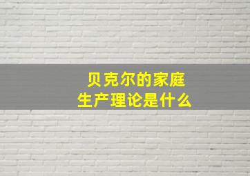 贝克尔的家庭生产理论是什么