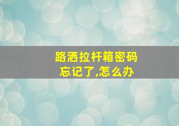 路洒拉杆箱密码忘记了,怎么办