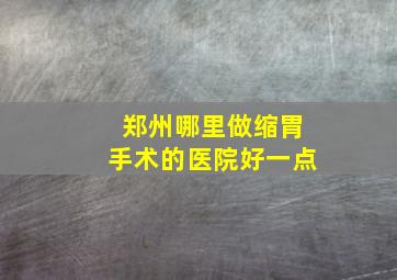 郑州哪里做缩胃手术的医院好一点