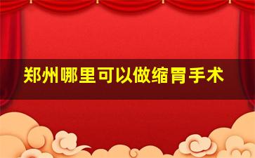 郑州哪里可以做缩胃手术