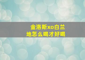 金洛斯xo白兰地怎么喝才好喝