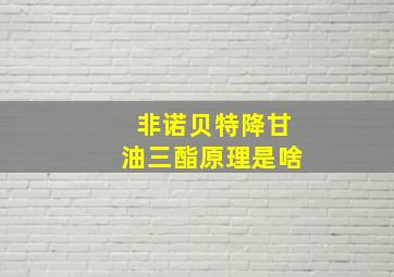 非诺贝特降甘油三酯原理是啥