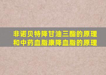 非诺贝特降甘油三酯的原理和中药血脂康降血脂的原理