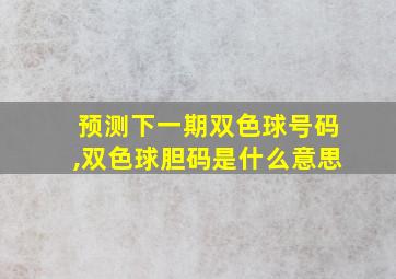 预测下一期双色球号码,双色球胆码是什么意思