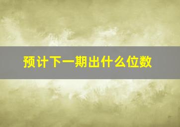 预计下一期出什么位数