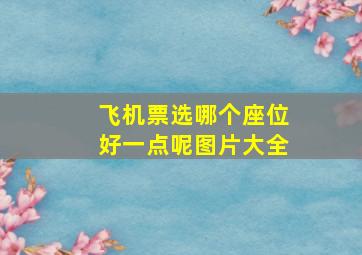 飞机票选哪个座位好一点呢图片大全