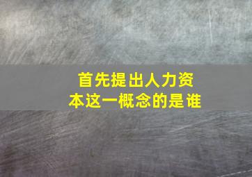 首先提出人力资本这一概念的是谁