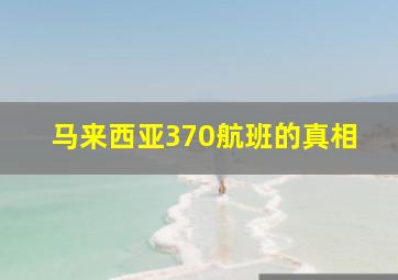 马来西亚370航班的真相