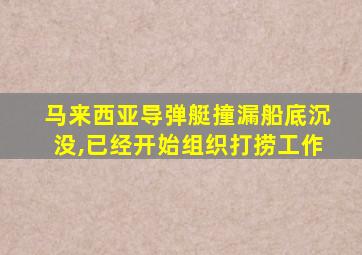 马来西亚导弹艇撞漏船底沉没,已经开始组织打捞工作