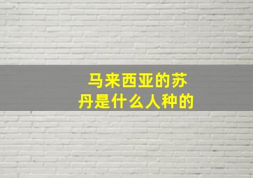 马来西亚的苏丹是什么人种的