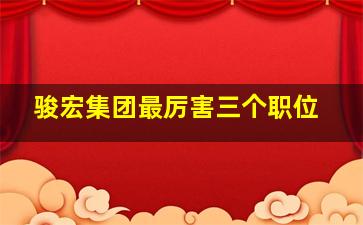 骏宏集团最厉害三个职位