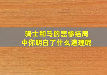 骑士和马的悲惨结局中你明白了什么道理呢